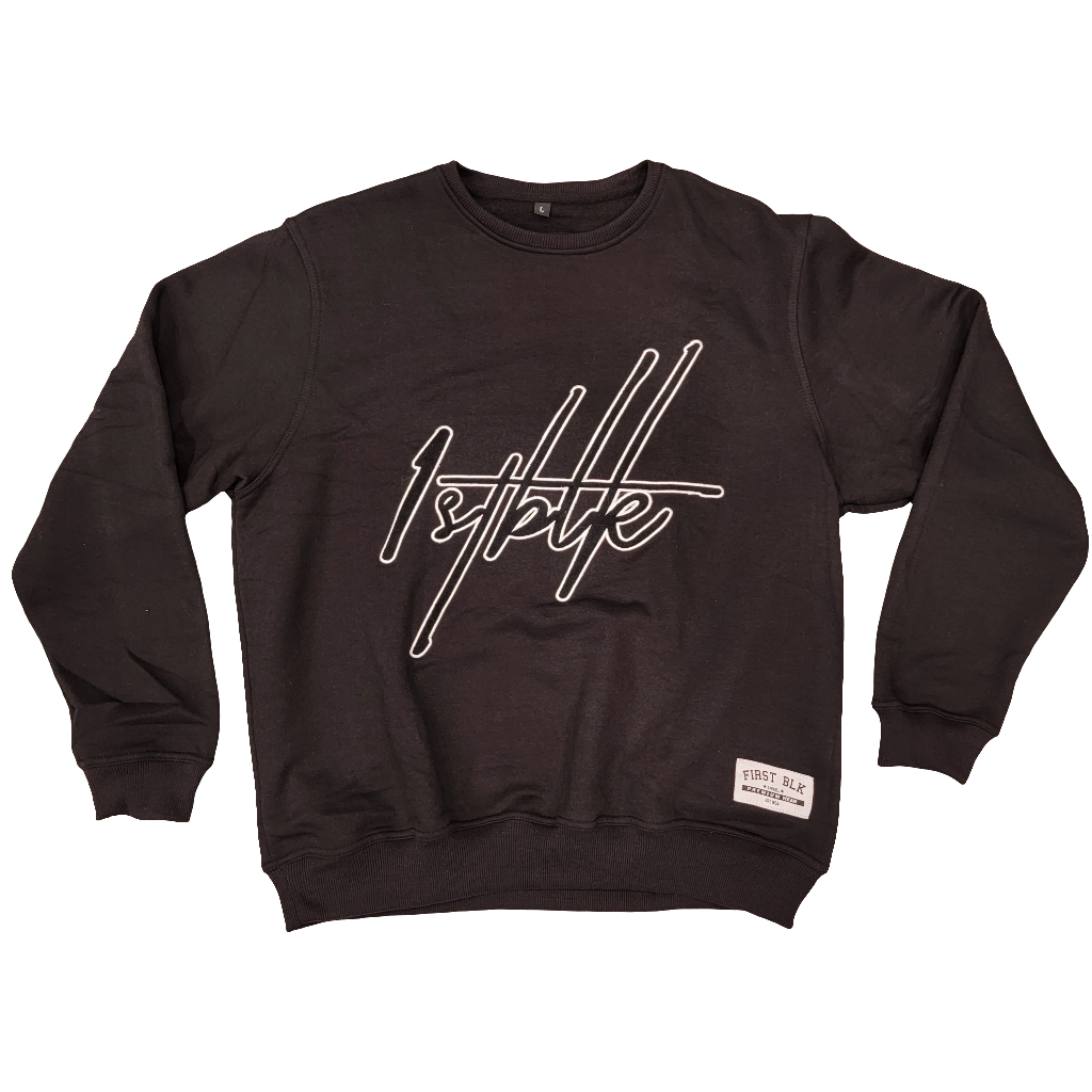 1ST BLK SIGNATURE CREW NECK ( BLACK )