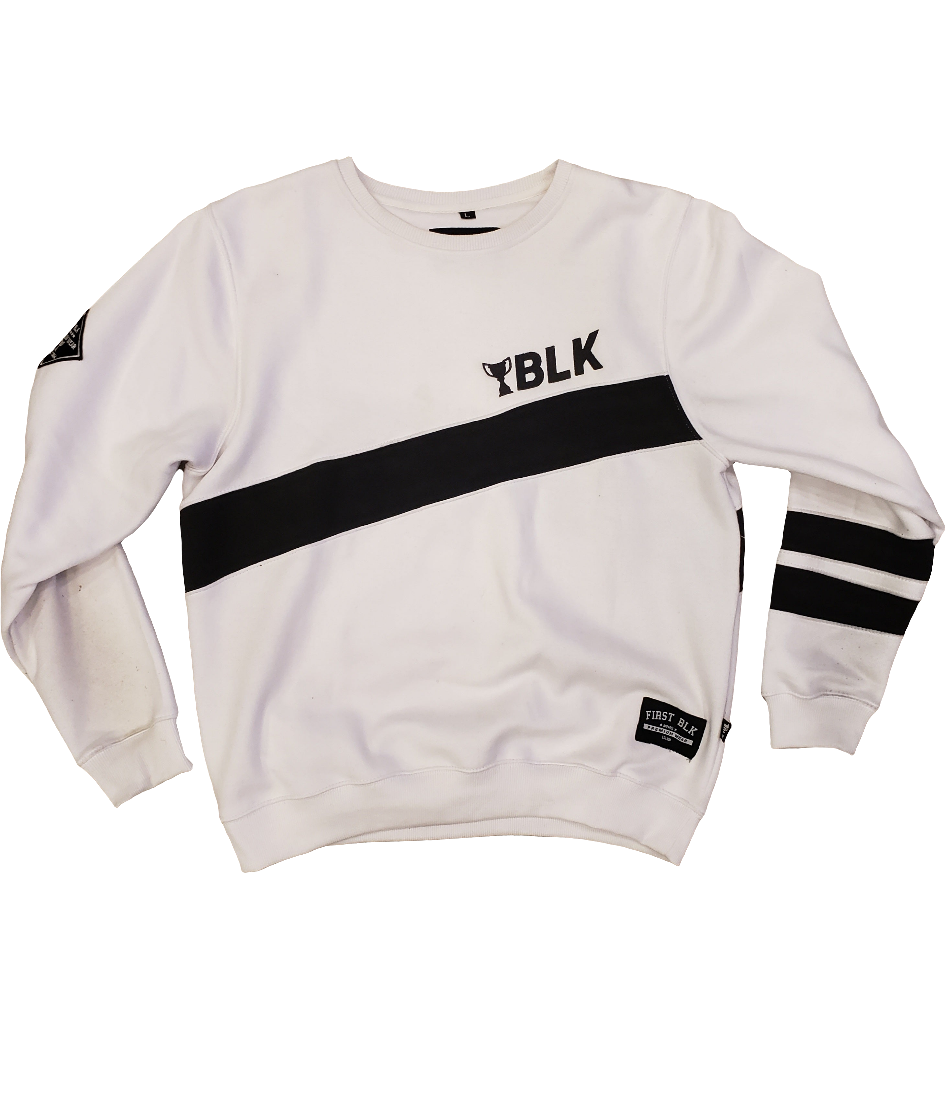 1ST BLK TROPHIES CREW NECK SWEATER ( WHITE )