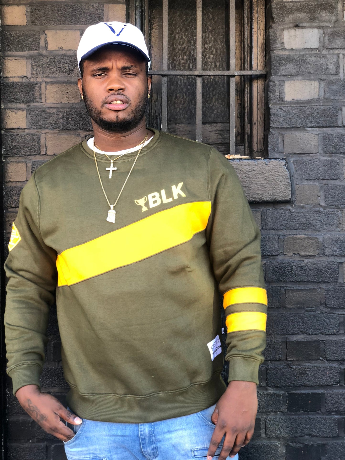 1ST BLK TROPHIES CREW NECK SWEATER ( GREEN )