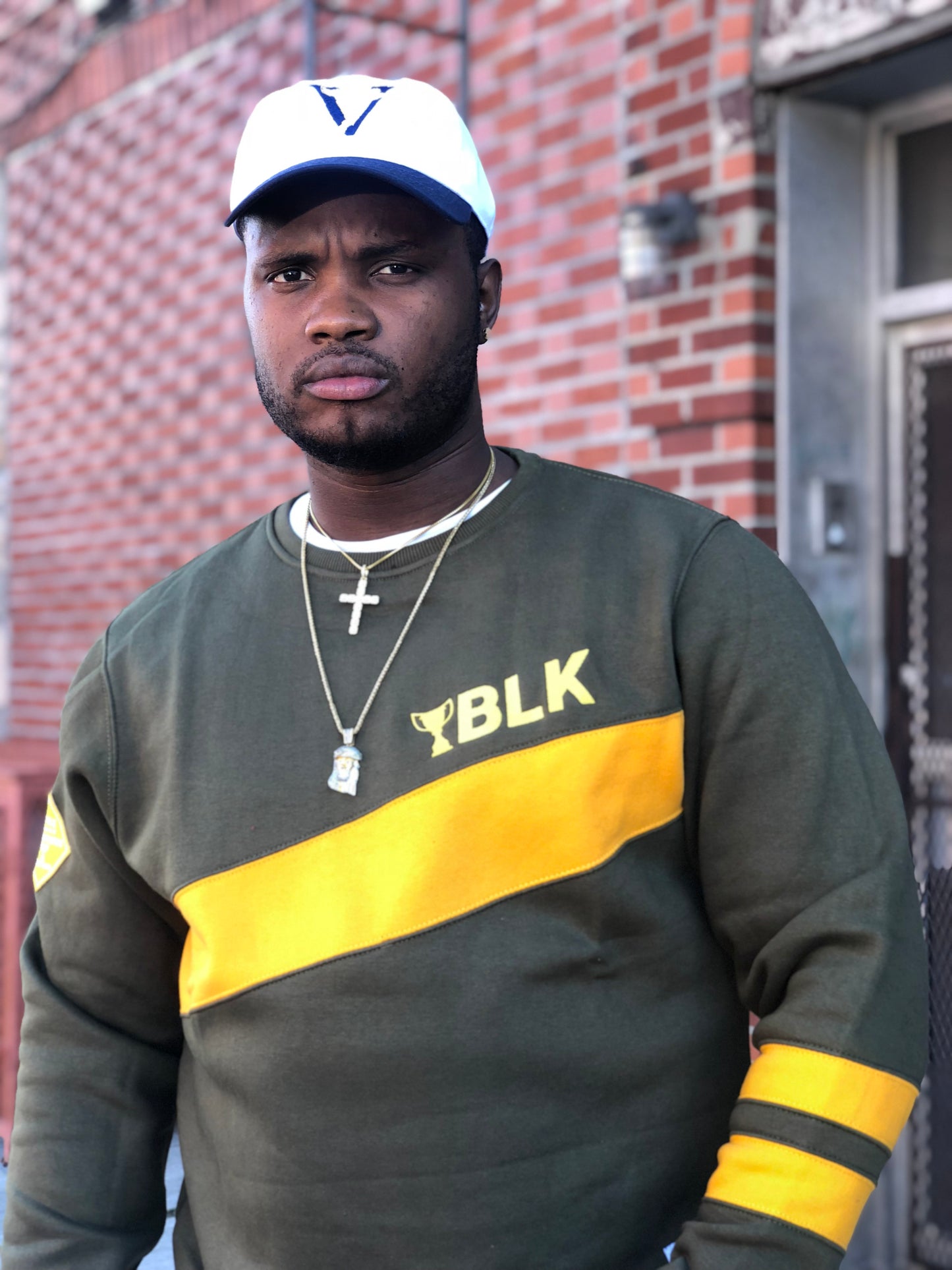 1ST BLK TROPHIES CREW NECK SWEATER ( GREEN )